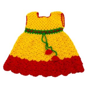 Adwait Knitted Woolen Frock for Baby Girls Dress in Yellow, Red | Winter Clothes Sleeveless, Crew Neck 6111 | 6-12 Months
