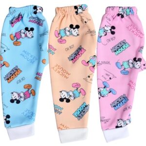 ARSIA Baby Kids Warm Fleece Multicolor Pajama Pants, Winter Wear Trackpants For Baby Boys And Girls Baby Fleece Printed Regular Fit Garam Pajami Combo (Pack Of 3) (0-6 Months)