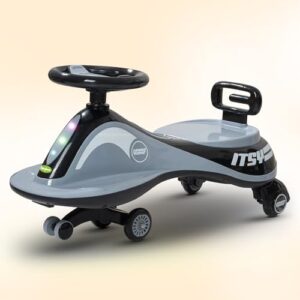 Baybee Pluto Baby Swing Cars for Kids | Push Ride on Toy Kids Car with Led Lights, Scratch Free PP Wheels & Music | Twister Ride on Baby Car | Magic Car for Kids 3 to 8 Years Boy Girl (Black)