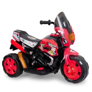 Colorpunch Tokyo 6V Electric Kids Bike Ride on with Music and Lights Bike Battery Operated Ride On, Bike Rechargeable Battery Bike for Kids to Drive, Tricycle for Boys and Girls (Red)