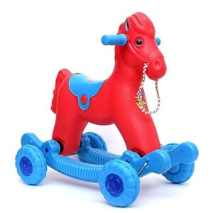 FERRY RIDE Trending Baby Horse Rider for Kids 1-5 Years Birthday Horse Rider Horse 2-in-1 Rocker Cum Ride-On Toy for Kids Ride on & Wagons Non Battery Operated Ride (Red-Blue)