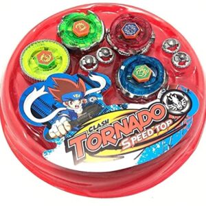 Kids Play Kids Metal Fusion Clash Of Tornado Speed Top Stadium Battle With 4 Beys&2 Launchers In One Pack(Multi Color)