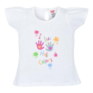 LuvLap Baby Regular Fit Half Sleeve Girls Top-Holi (LLPGR002_Multicolour-2 6 to 12 Months)