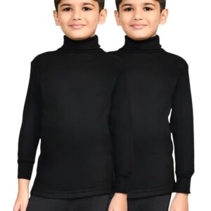 Lux Cott's Wool Boys High-Neck Full Sleeves Thermal Top | High Neck Thermal Top for Boys | Pack of 2