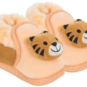 Neska Moda 6 To 12 Months Baby Boys & Girls Tiger Face Velvet Baby Booties