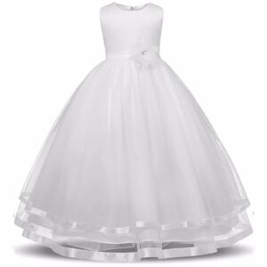 Ripening Baby Girls Kids Dress Birthday Princess Frock Dress White
