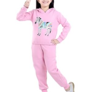 Sweatshirt Or Polycotton Hoodie With Pyjama Set For Girls, Boys, Kids. Embroidery Print, Baby Pink (6-7 Years)