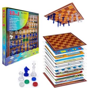 The Flair Store™ 13 in 1 Family Board Game Magnetic Chess,Ludo, Snake and Ladder and More for Kids and Family.