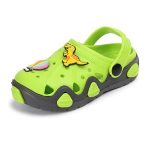 TRASE MG-II Unisex-Child Kids Light Weight Croslite Clogs | Outdoor, Walking, All Day Casual Wear- Green-Grey, 4.5 Kids UK