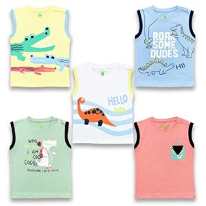 YUV Baby Boy's & Baby Girl's Regular Fit T-Shirt (Set Of 5) (Boys-Rn-Inf-5C004-18-24_Assorted_18-24 Months)