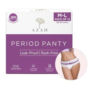 AZAH Period Panty For Girls [M-L Pack of 12] | Disposable Period Panty for women Heavy Flow| Leak Proof| 12 Hrs Protection| Super Absorbent 360° Coverage| Rash Free Maternity Panties After Delivery