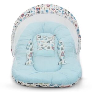 BAYBEE Baby Bedding Set for New Born Baby, Bed Mattress with Mosquito Net, Neck Pillow & 2 Bolsters Sleeping Nest Travel Bed for Baby Infant Toddler Bed Set for Baby Boy Girl 0-6 Months