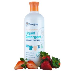 Bunnyhug Natural baby laundry detergent liquid for clothes, 100% Plant based with baby soft formula, ecofriendly, Mild strawberry fragrance - 1.12.Litre