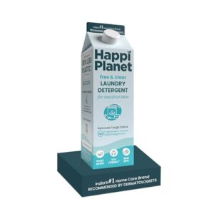 Designed for Sensitive Skin | #1 Home Care Brand Recommended by Dermatologists | Free & Clear Laundry Detergent by Happi Planet | 1L | No Rashes | No Optical Brighteners, No Fragrance