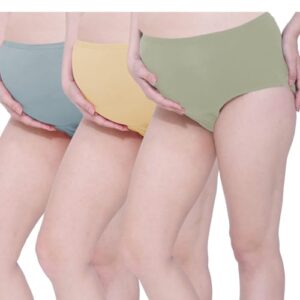 Evamomies Women's High Waist Soft Comfy Cotton Lycra Maternity Panty|Pregnancy Panty|Maternity Panties (Pack Of 3 Xl), Multi