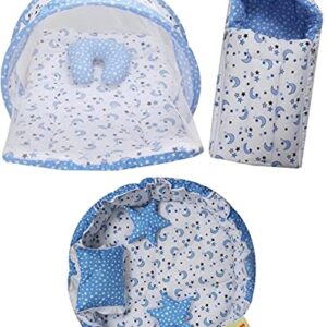 Infantbond Cotton Sleeping Essential Reversible Nest Mattress With Net Carry Bag For Baby (0-6 Months, Moon Blue)