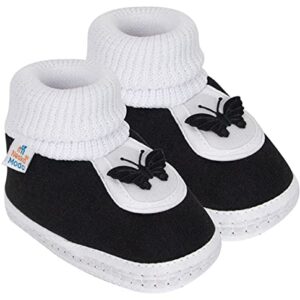Neska Moda Unisex Baby Cotton Booties (Black, 6 To 12 Months)