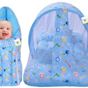 Toddylon Baby Bedding Set New Born Baby Bed | Mattress | Mosquito Net | Sleeping Bag | Essentials | Carry Bag | Cotton Combo | Infant beds | Products (0-6 Months) (2PCS Set)