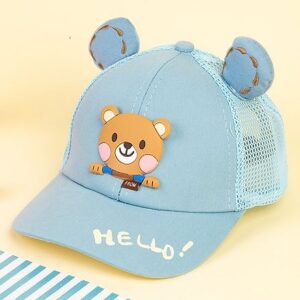 Kicks & Crawl Cotton Bear Applique Detailed Cap - Blue - Diameter 14 cm Online in India, Buy at Best Price from FirstCry.com - 20840537