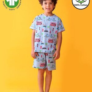 Buy Anthrilo 100% Organic Cotton Knit Half Sleeves Vehicles Printed Coordinating Night Suit Set - Blue for Boys (6-12 Months) Online in India, Shop at FirstCry.com - 20787212