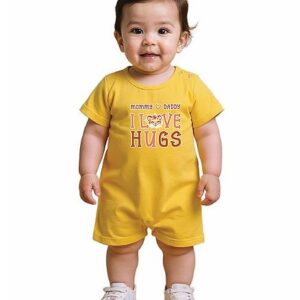Buy COCOON ORGANICS 100% Cotton Knit Half Sleeves I Love Hugs Text Printed Anti Microbial Romper - Yellow for Both (10-10 Years) Online in India, Shop at FirstCry.com - 20948071