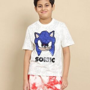 Buy Kidsville Sonic The Hedgehog Featuring Half Sleeves Character Printed & Reversible Sequins Embellished Tee - Off White for Boys (3-4 Years) Online in India, Shop at FirstCry.com - 19792036