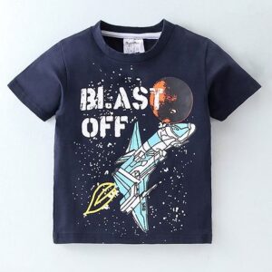 Buy Kookie Kids Half Sleeves T-Shirt Space Print - Navy for Boys (9-12 Months) Online in India, Shop at FirstCry.com - 9991792