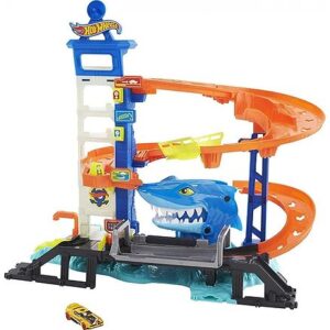 Hot Wheels Track Set and Die Cast Free Wheel 1:64 Scale Toy Car with City Shark Nemesis Challenge - Blue & Orange for (4-14 Years) Online India, Buy at FirstCry.com - 20052948