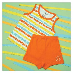Snugkins 100% Organic Cotton Sleevless T Shirts And Shorts Set Fun Stripes Print - Multicolor Online in India, Buy at Best Price from FirstCry.com - 10429772