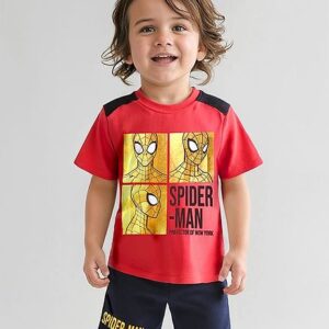 Buy Babyhug Marvel Single Jersey Knit Half Sleeves T-Shirt & Shorts Set with Spider Man Graphics & Foil Detailing - Red & Black for Boys (9-12 Months) Online in India, Shop at FirstCry.com - 19812247