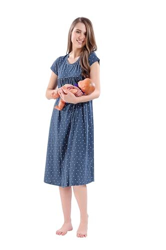 AV2 Women’s Cotton Floral Calf Length Maternity Nighty