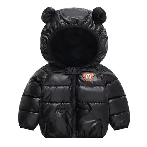 Blue Cartoon Lion Print Kids Shiny Sparkling Quilted Winter Warm Hood Jacket Coat Fleece Bomber Jersey Coat Quilted Jacket for Boys Girls Kids