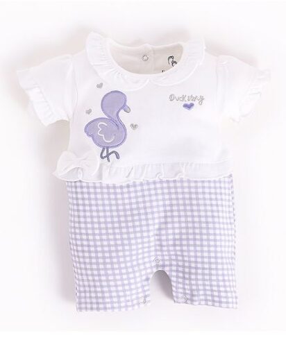 BABY GO Cotton Half Sleeves Duck Detailed Romper – Purple