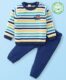 Babyhug Organic Cotton Knit Full Sleeves Striped Sweater & Pajama Set With Cap Ship Embroidery – Multicolour