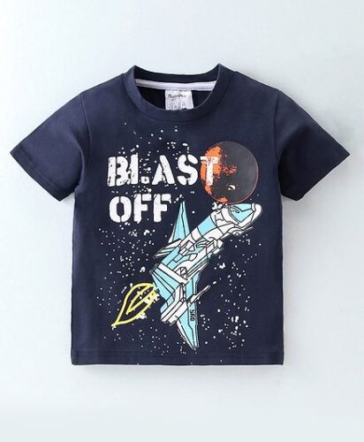 Kookie Kids Half Sleeves T-Shirt Space Print – Navy