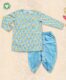 Pranava 100% Organic Cotton Floral Printed Kurta & Lace Embellished Dhoti Set – Light Blue