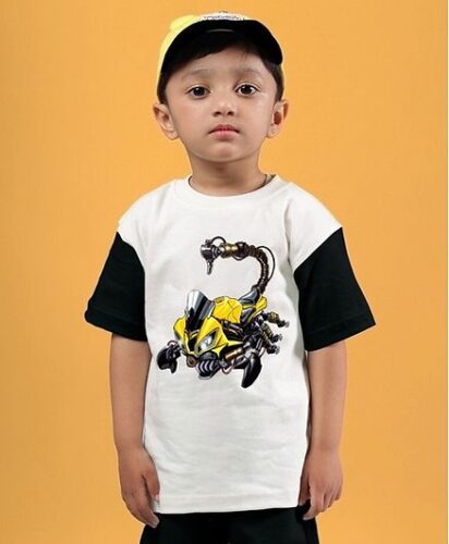 WEARDUDS Cotton Knit Half Sleeves Bike Printed Tee – Off White