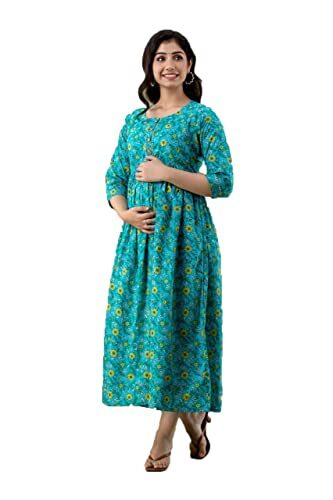 HRK VENOM Women’s Pure Cotton Printed Maternity Gown/Maternity wear/Feeding Gown