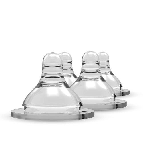 LuvLap Anti-Colic Natura Flo Teat/Nipple for Wide Neck Bottle,4pcs Fast Flow, 6m+, Made of Soft & Flexible Silicone, Ergonomic shape, Mimics breastfeeding, leak proof, BPA Free, comes with sturdy base