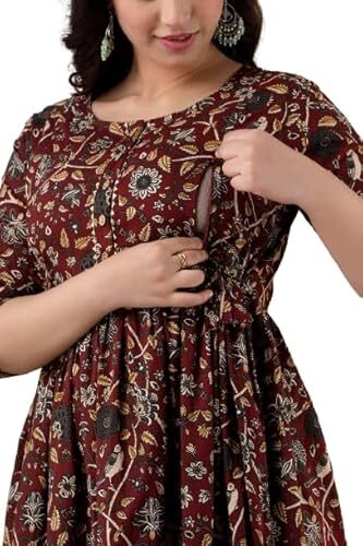 Maternity Feeding Kurti for Women | Cotton Blend Anarkali Dress