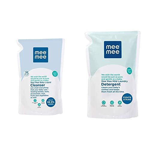 Mee Mee Anti Bacterial Baby Liquid Cleanser, 500ml & Mild Baby Liquid Laundry Detergent, 500ml Combo