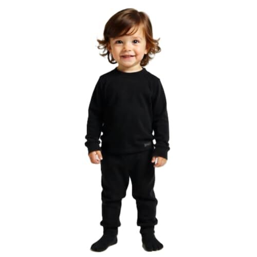 RIZZQ Winter Thermal Wear for Kids with Round Neck Full Sleeve Top and Pajama with Grip | Unisex Kids Winter Wear Thermal Set for Kids