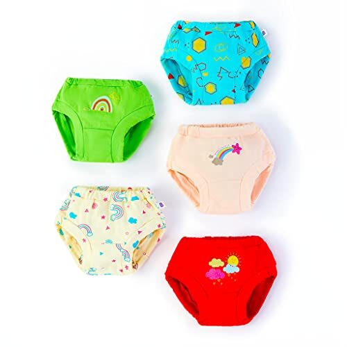 superbottoms Basic Super Soft Brief | Unisex, 100% Pure Cotton Innerwear | Breathable & Super Soft Underwear | Newborn Panty, Baby Brief | Pack of 5 Underwear for Kids