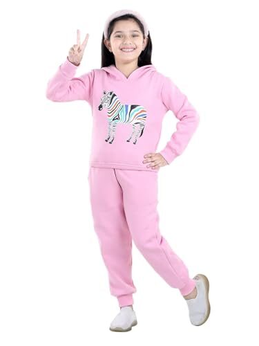 Sweatshirt or Hoodie with Pyjama Set for Girls, Boys, Kids. Embroidery Print, Baby Pink