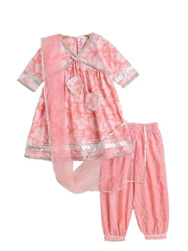 The Magic Wand Cotton Aliya Cut Kurti Pant Set for Kids Girls