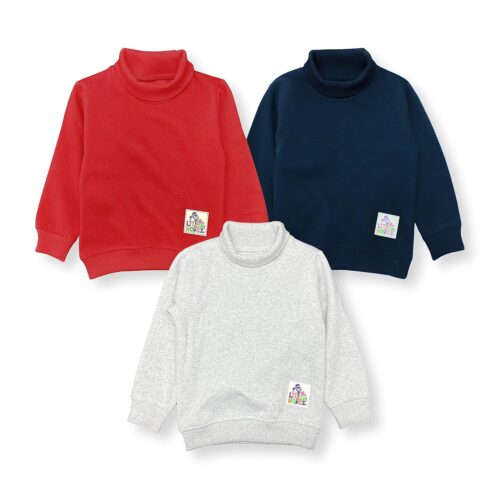 YUV Baby Boys & Girls Winter wear Turtle Neck Cotton Fleece Tshirt – Pack of 3
